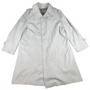 Vintage Gleneagles Faux Fur Lined Trench Coat – Size 44R – Tan Classic Overcoat